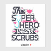 Fantastische Verpleegster Superheld Zegt Typografi Sticker (Vel)