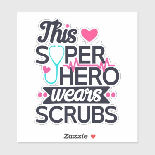 Fantastische Verpleegster Superheld Zegt Typografi Sticker (Vel)