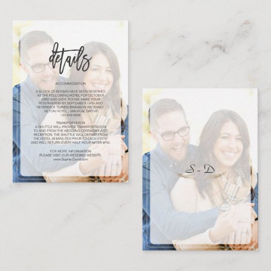 Fantastische vervaagde foto geometrische huwelijks informatiekaartje (Voorkant / Achterkant)