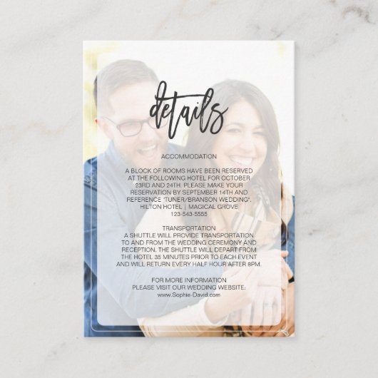 Fantastische vervaagde foto geometrische huwelijks informatiekaartje (Voorkant)