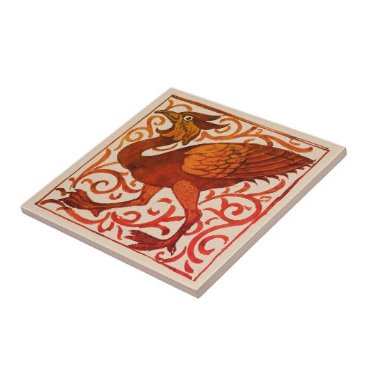 Fantastische vogel - William De Morgan Tegeltje (Zijkant)