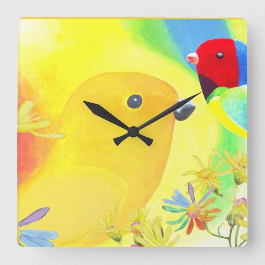 Fantastische vogels vierkante klok (Voorkant)