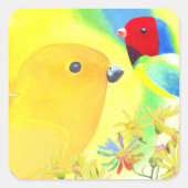 Fantastische vogels vierkante sticker (Voorkant)