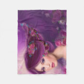 Fantastische vrouw met paarse bloemen fleece deken (Voorkant)