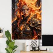 Fantastische wandkunst van de Vuurridder Poster (Thuiskantoor)