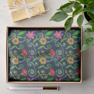 Fantastische Waterverf Bloemendecor in Marineblauw Tissuepapier