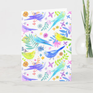Fantastische Waterverf Budgie Parakeets Kaart