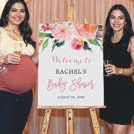 Fantastische Waterverf Floral Baby shower Sign Poster