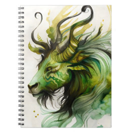 Fantastische Waterverf Qilin in Green en Gold Notitieboek