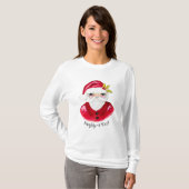Fantastische Waterverf Santa Naughty Nice kerst T-shirt (Voorkant volledig)