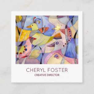 Fantastische Waterverf vogels Vierkante Visitekaartje