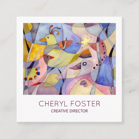 Fantastische Waterverf vogels Vierkante Visitekaartje (Voorkant)