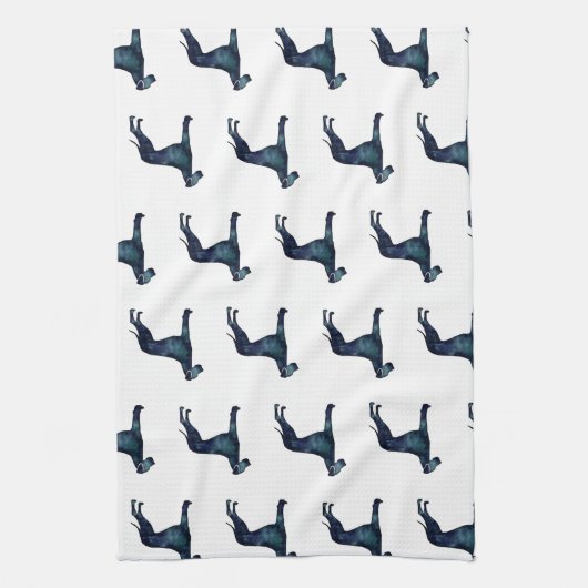 Fantastische Waterverf voor donkere honden Silhoue Theedoek (Verticaal)