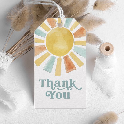 Fantastische Waterverf Zonneschijn Bedankt Cadeaulabel