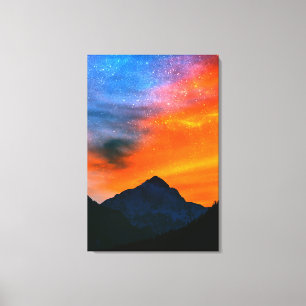Fantastische wereld in bergen canvas afdruk