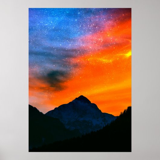 Fantastische wereld in bergen poster (Voorkant)