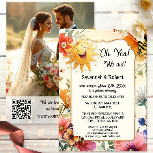 Fantastische Wilde Bloemen Bruiloftsreceptie Foto Kaart