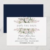 Fantastische witte bloemen kader save the date (Voorkant / Achterkant)