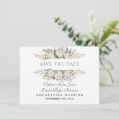 Fantastische witte bloemen kader save the date (Staand voorkant)