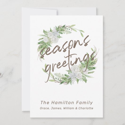 Fantastische witte kerst met kerstmis feestdagenkaart (Voorkant)