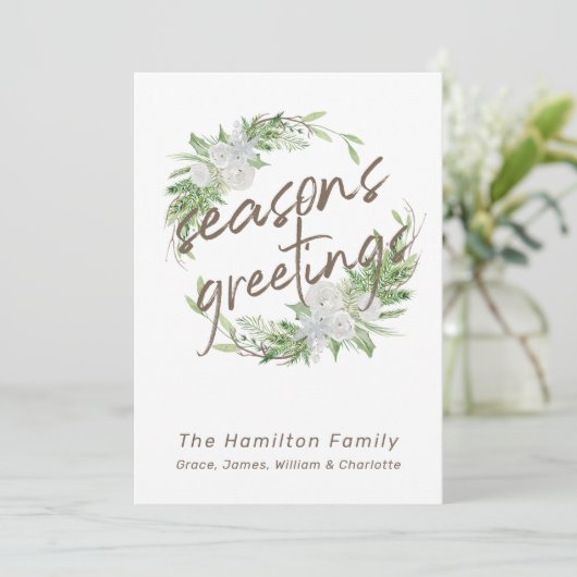 Fantastische witte kerst met kerstmis feestdagenkaart (Staand voorkant)