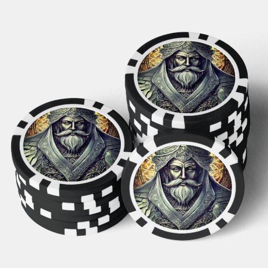 Fantastische Wizard Poker Chips, zwart gestreepte  Poker Chips (Opstapeling)
