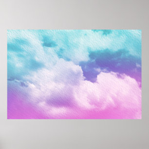 fantastische zachte cloud met pastelverloopkleur e poster