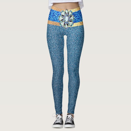 fantastische zeemeermin gesimuleerd sequinblauw gl leggings (Voorkant)