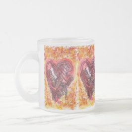 Fantastische Zentangle Rode Hart Textuur Koffiemok Matglas Koffiemok