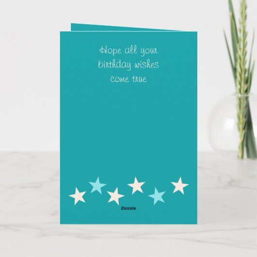 Fantastische zoon turquoise beige verjaardag kaart (Achterkant)