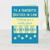 Fantastische zwager blauwe gele verjaardag kaart (Voorkant)