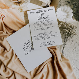 Fantastische Zwarte En Witte Bloemrijke Boho Trouw Informatiekaartje