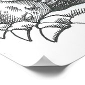 Fantastische zwarte en witte tekendraken poster (Hoek)