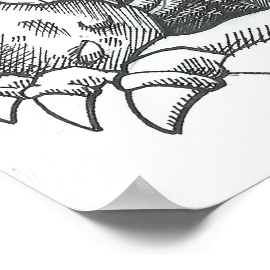 Fantastische zwarte en witte tekendraken poster (Hoek)