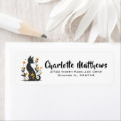 Fantastische zwarte kat retour adres label (Insitu)