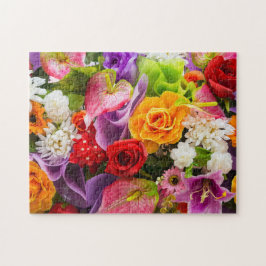 Fantastische zwevende bloemen uitdagend kleurrijke legpuzzel