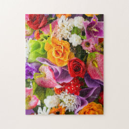 Fantastische zwevende bloemen uitdagend kleurrijke legpuzzel