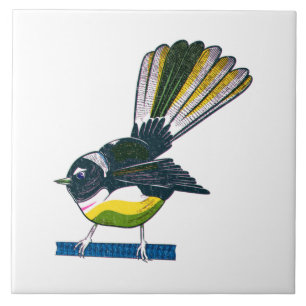 Fantastretro NZ vogeldruk Tegeltje