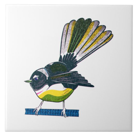 Fantastretro NZ vogeldruk Tegeltje (Voorkant)