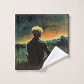 Fantasy 70s Art | Man in grasveld Bad Handdoek (Wasdoekje)