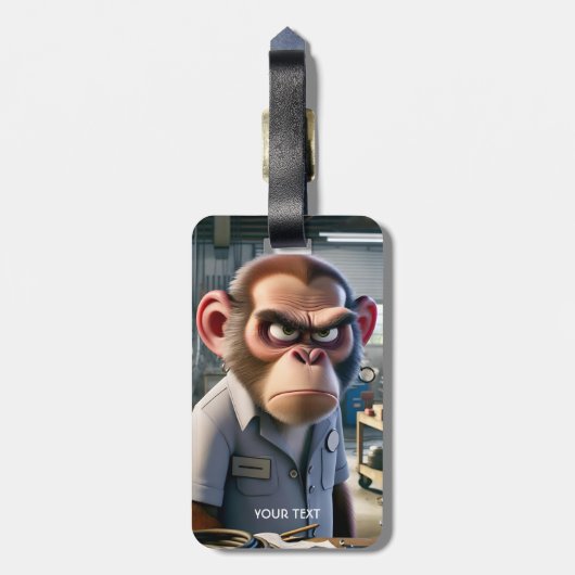 Fantasy Aapje Reparatie Winkel Bagagelabel (Achterkant verticaal)