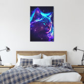 Fantasy Abstract Cute Galaxy Space Kitty Cat Art Canvas Afdruk (Insitu (Slaapkamer))