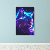 Fantasy Abstract Cute Galaxy Space Kitty Cat Art Canvas Afdruk (Insitu (Houten vloer))