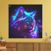 Fantasy Abstract Cute Galaxy Space Kitty Cat Canvas Afdruk (Insitu (Woonkamer))