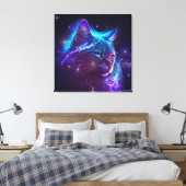 Fantasy Abstract Cute Galaxy Space Kitty Cat Canvas Afdruk (Insitu (Slaapkamer))