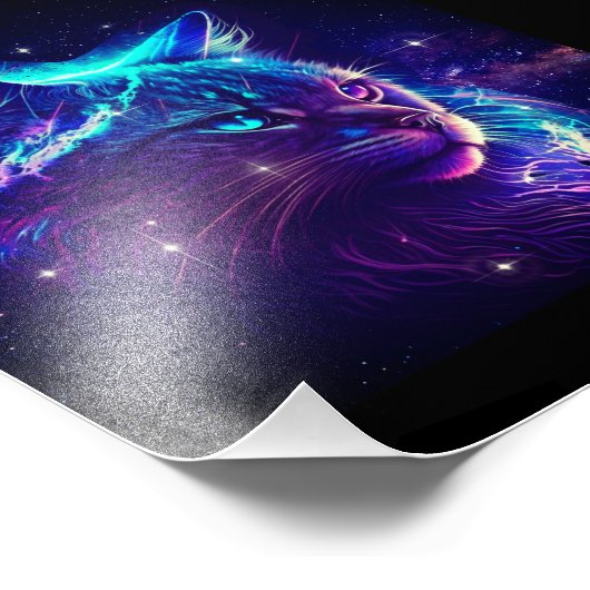 Fantasy Abstract Cute Galaxy Space Kitty Cat Foto Afdruk (Hoek)