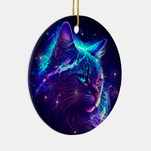 Fantasy Abstract Cute Galaxy Space Kitty Cat Keramisch Ornament (Rechts)