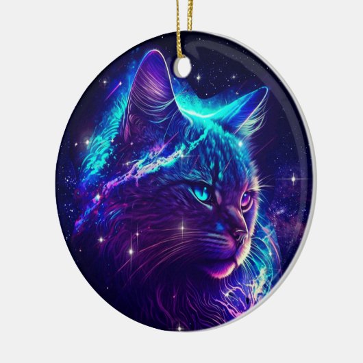 Fantasy Abstract Cute Galaxy Space Kitty Cat Keramisch Ornament (Links)