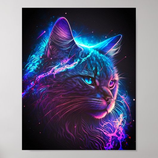 Fantasy Abstract Cute Galaxy Space Kitty Cat Poster (Voorkant)