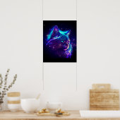 Fantasy Abstract Cute Galaxy Space Kitty Cat Poster (Keuken)